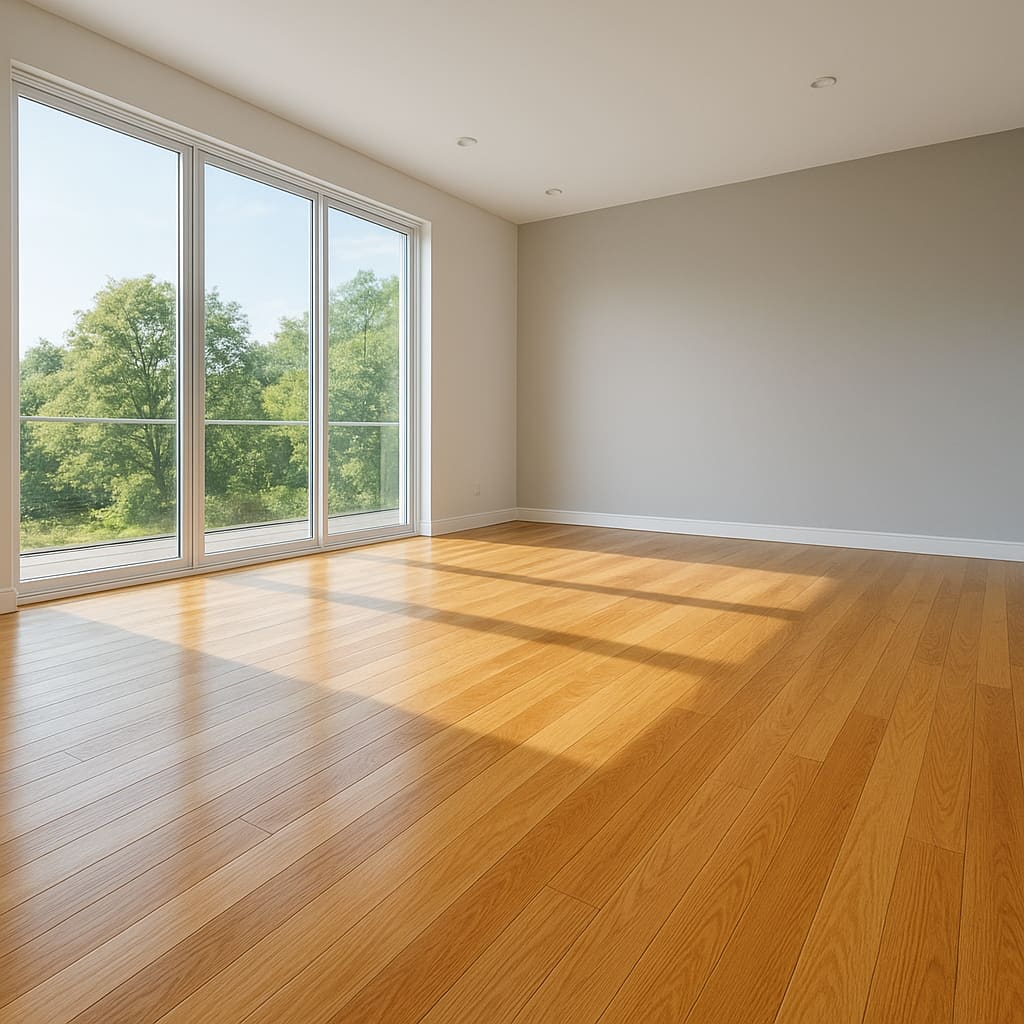 Modernes Interieur mit neu verlegtem Holzboden